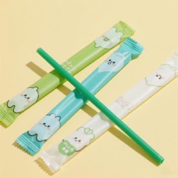 Pink Green PLA Compostable Disposable Boba Straws